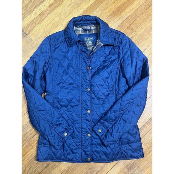 LL Bean navy Blue Quilted Riding Full Zip Jacket Womens Size XS - Picture 1 of 6
